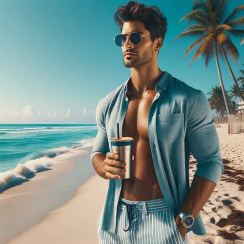 Florida Beach Vibes: Mixed Descent Man Enjoys Morning Sunshine