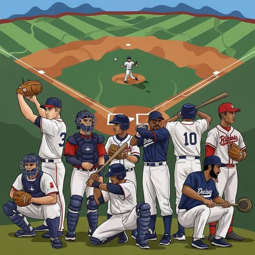 Abstract Baseball Team Art | Diverse Players in Play