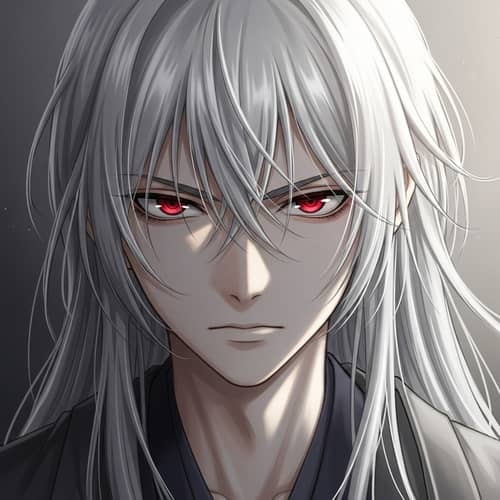 Enigmatic Anime Boy with Long White Hair - Mysterious Aura Revealed