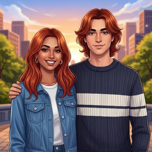 Joyful Friendship: South Asian Female & Hispanic Male in City Park