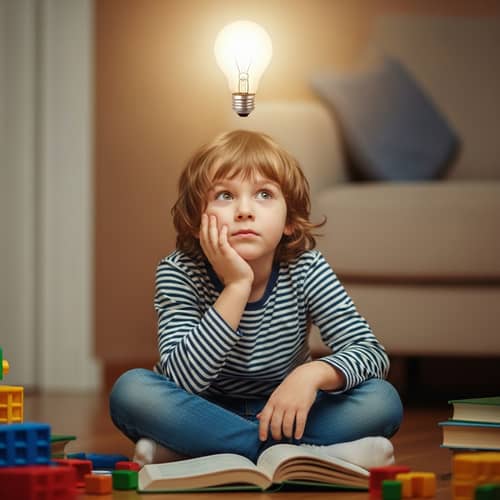 Child's Eureka Moment: A Young Mind Sparking with Ideas