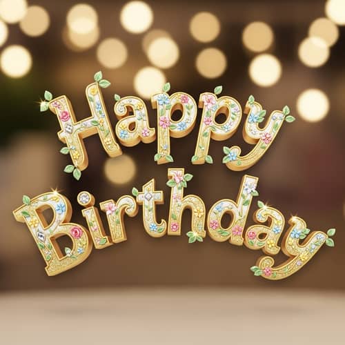 Beautifully Decorated Text: Happy Birthday