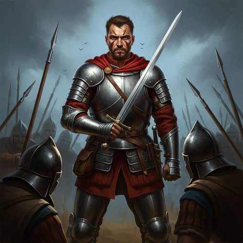 Heroic Soldier in Battle: Defying Enemies in Gritty Digital Painting