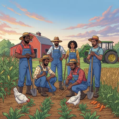 Passionate Black Farmers Talking in Rural Community