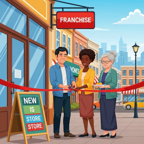 Exciting Franchise Store Opening with Diverse Group of People