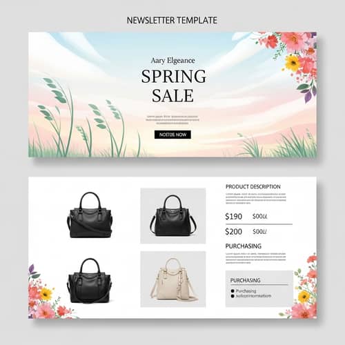 Spring Sale Newsletter Template for Stylish Handbags