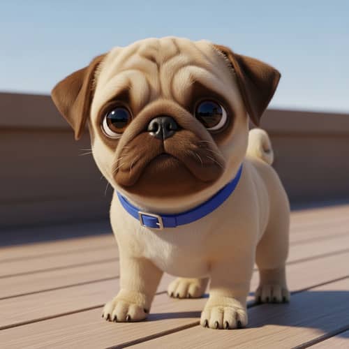 Cute Pug Dog with Curious Look | Animated Canine Resemblance