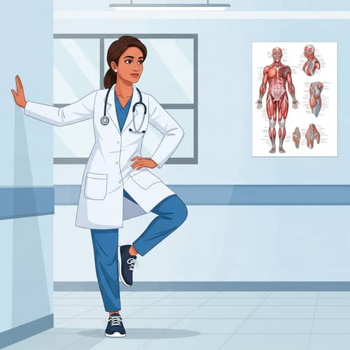 Professional Female Doctor Demonstrating Calf Stretch