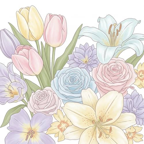 Abstract Flowers in Pastel Colors - Tranquil Art