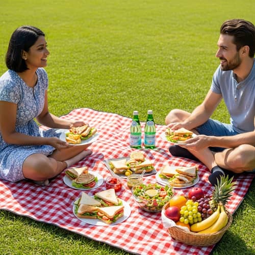 Perfect Picnic Lunch on a Sunny Meadow