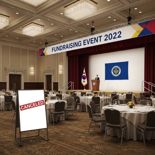 Cancelled Fundraising Event - Sombre Scene of Empty Hall and Abandoned Auction 2022