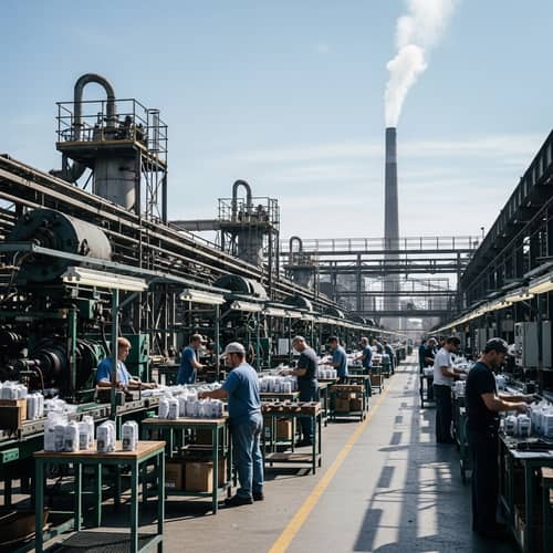 Dynamic Factory Scene: A Day in the Life of Industry
