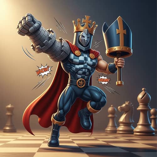 Chess King Castle Knight Comic Book Mascot
