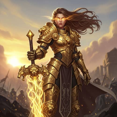 Fantasy Female Warrior in Dominant Armor - Radiant and Courageous