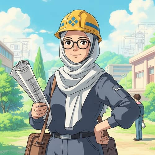Muslim Female Engineering Student Illustration
