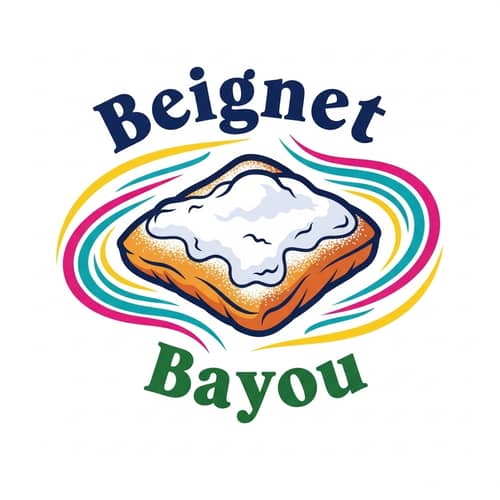 Whimsical and Playful Beignet Bayou Logo Design