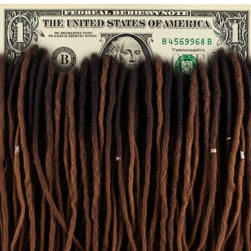One Dollar Bill with Intricately Woven Dreadlocks