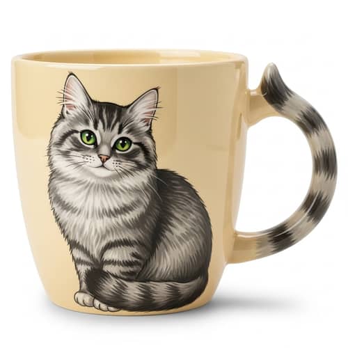 Whimsical Cat Ceramic Mug - Delightful Design for Cat Lovers