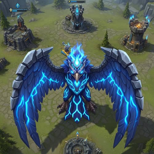 Fantastical Bird-like Game Character with Stone-tipped Wings