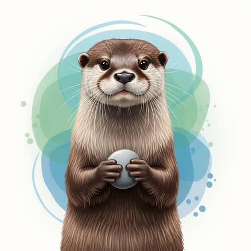 Vibrant Otter Digital Painting with Tranquil Background