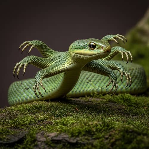 Snake with Six Legs: Unique Reptile Sight | Forest Scales & Gold Eyes