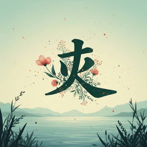 Serene Representation of Chinese Character '岑'