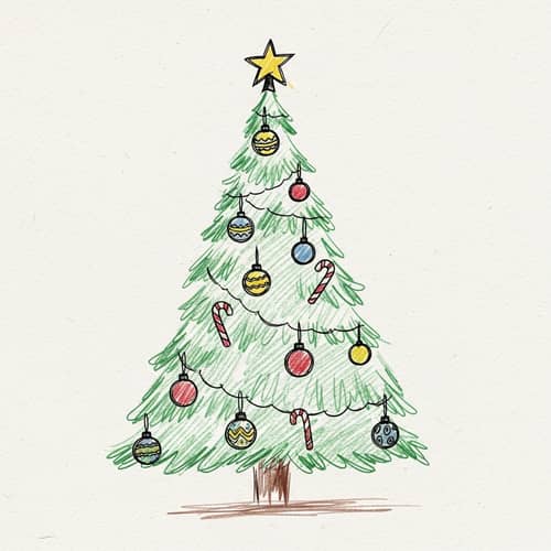 Hand-drawn Christmas Tree | Festive Tree Art