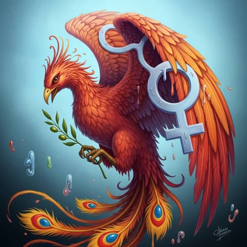 Mythical Phoenix Art: Vibrant Feathers & Femininity Symbol