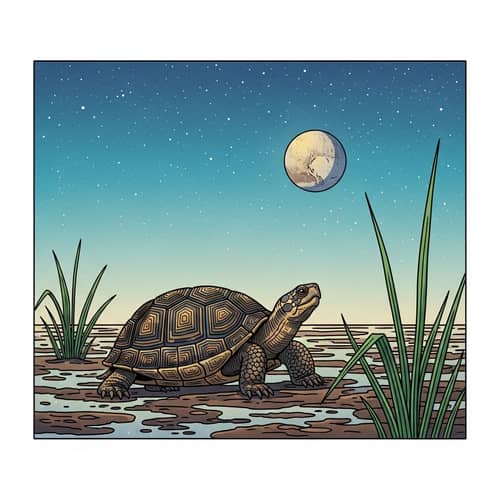 Turtle in Mud Field with Grass under Daylight Sky | Neptune Naruto Style
