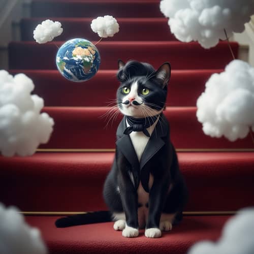 Whimsical Tuxedo Cat: A Historical Reflection