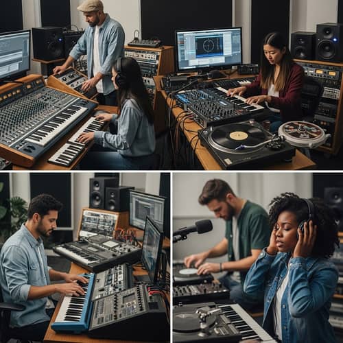 Multi-Ethnic Music Production Studio: Hip-Hop Beat Creation
