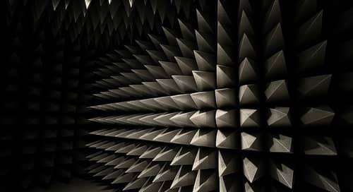 Dark Silver Pyramid Wall in Anechoic Chamber