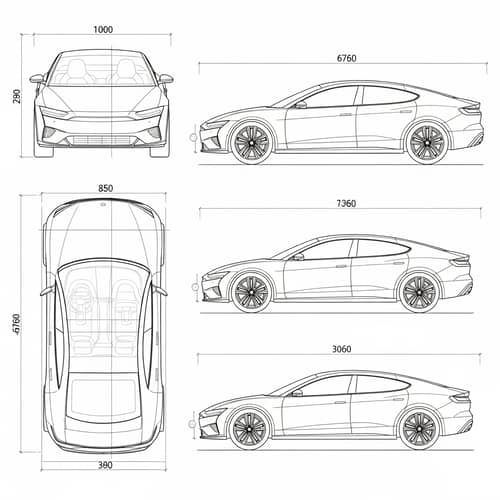 Hypothetical Electric Car Blueprint | All Sides | Design Aesthetics