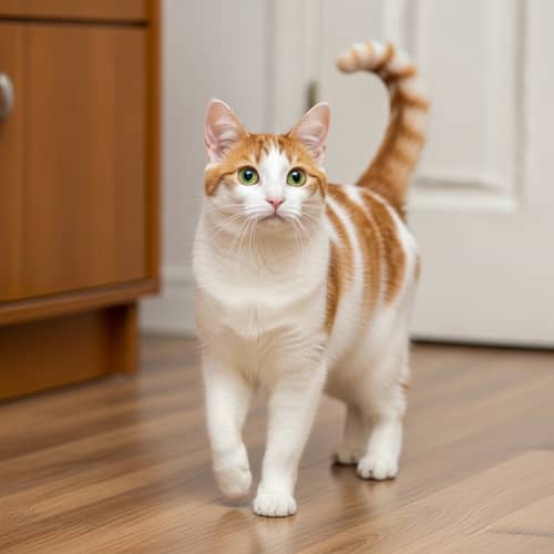 Playful White and Ginger Cat | Bright Green Eyes | Fluffy Coat