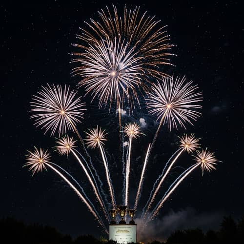 Winning Pride: Stunning Fireworks Lighting Up Starry Sky