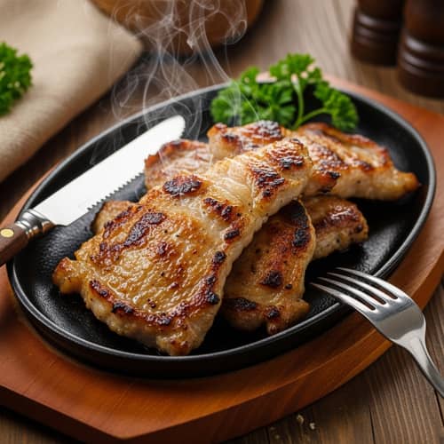 Golden Brown Roasted Bushmeat on Rustic Platter