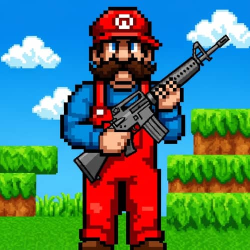 80's Video Game Character with R-15 Rifle
