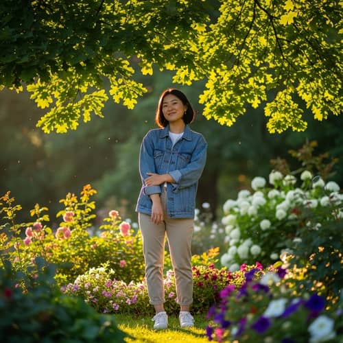20-Year-Old Asian Female Enjoying Nature in a Park