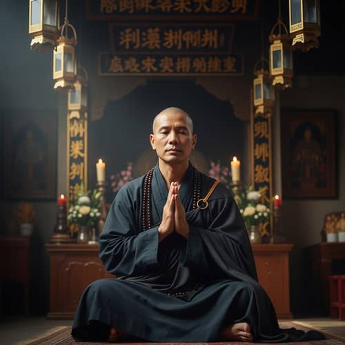 South Asian Monk | Peaceful Meditative Pose in Traditional Attire