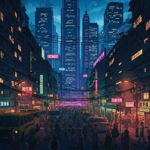 Dystopian Cyberpunk Cityscape: Effects of Overpopulation