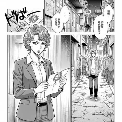 Intriguing Manga Panel: Israeli Female Detective and Asian Male in Tense Scene