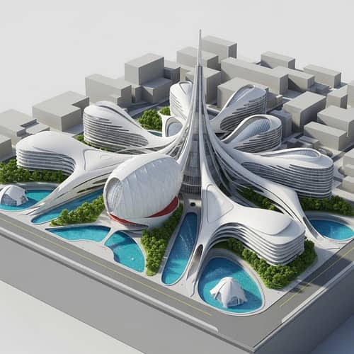 Futuristic Science City Design Inspired by Zaha Hadid Concepts