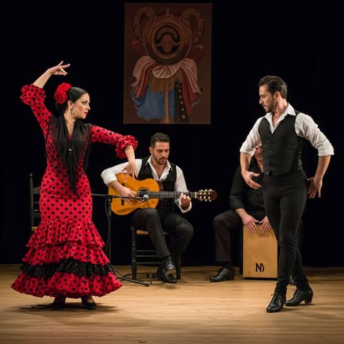 Vibrant Flamenco Scene with Gypsy Influence