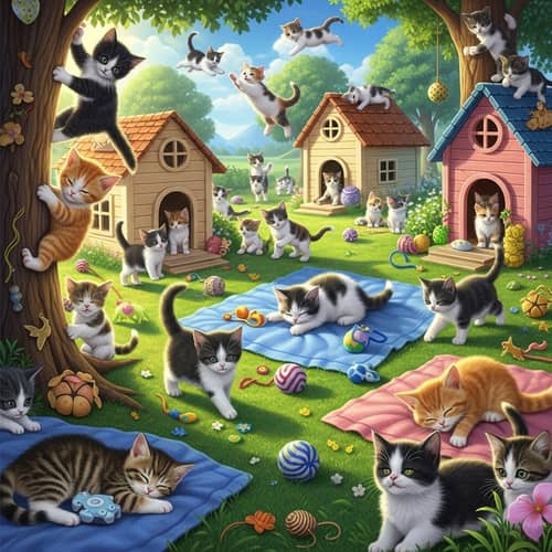 Whimsical Kittens Universe - Playful, Sleeping & Exploring Kitties