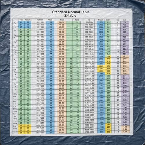 Standard Normal Probability Table on Tarpaulin | Color-Coded Grid
