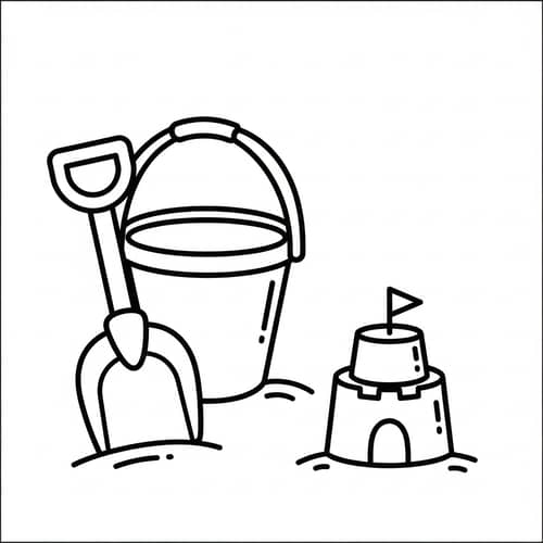 Simple Sand Toys Coloring Page for 2-Year-Olds