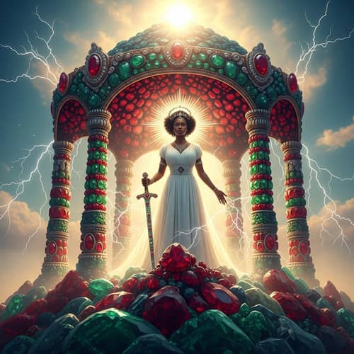 Majestic Black Woman atop Emerald and Ruby Mountain