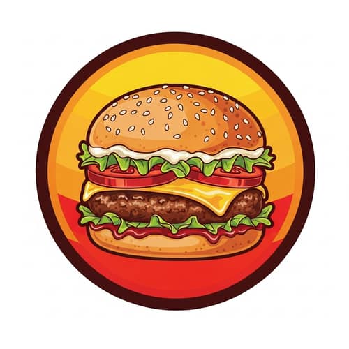 Vibrant Circular Hamburger Logo Design