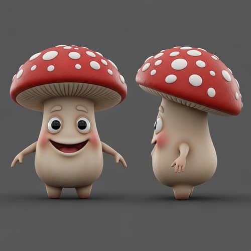 Delightful Mushroom Character 3D Model