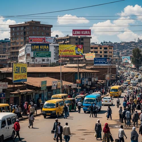 Urban Scene of Lemi Kura Subcity in Addis Ababa, Ethiopia